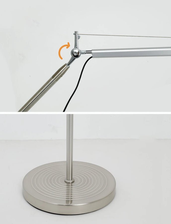 Lampadaire Bras Articulé Acier Chromé Minimaliste Design - Salon Bureau Chambre — Aura