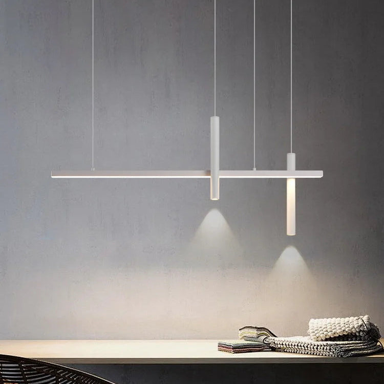 Suspension Linéaire Métal Noir Mat Minimaliste Design - Chambre Salon Cuisine — Traverse