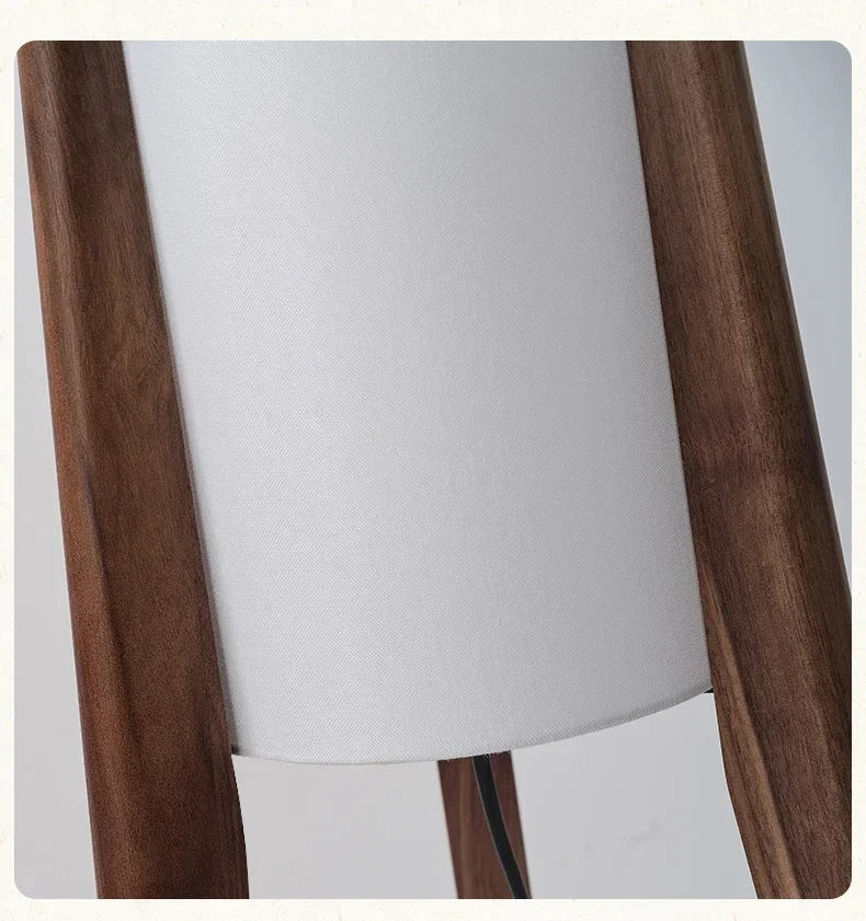 Lampadaire Cylindre Tissu Blanc et Bois Naturel - Salon Bureau Chambre — Canna