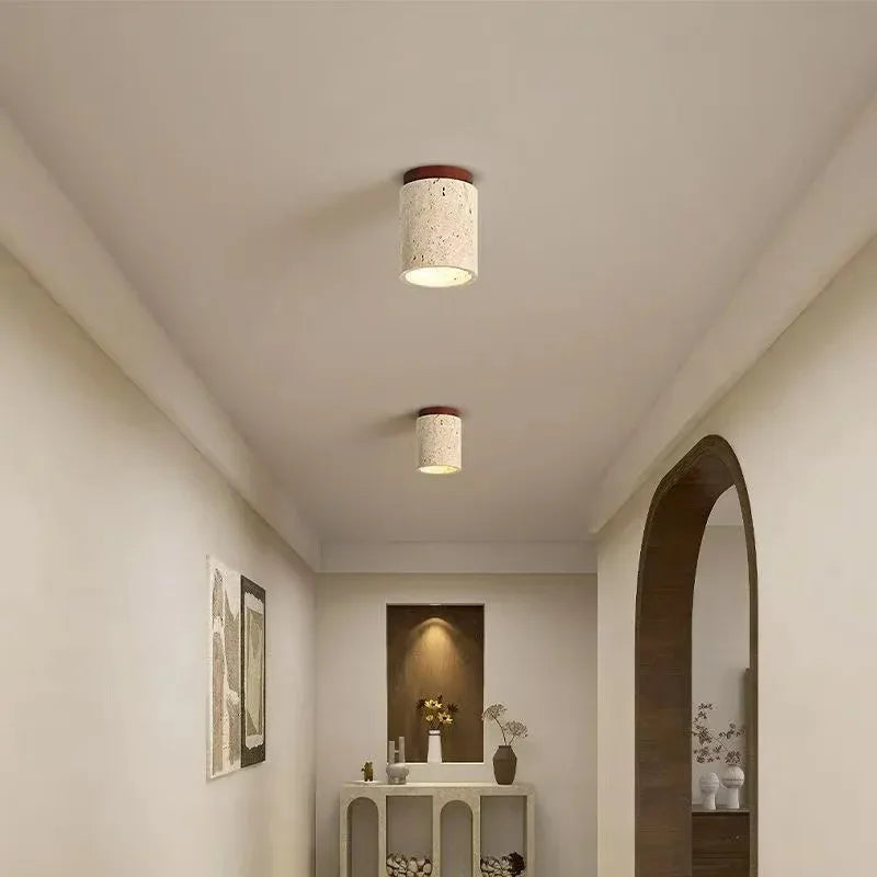 Plafonnier Cylindre Béton Blanc Minimaliste Design Moderne - Salle de Bain Salon Chambre — Thuban