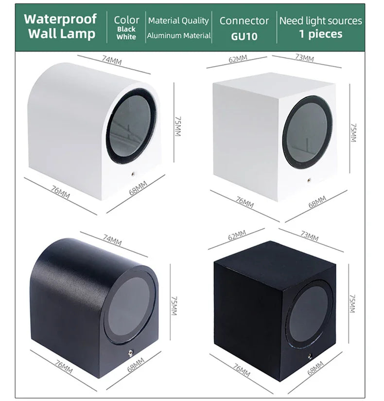 Thora Cylindre Aluminium Noir et Blanc Minimaliste B