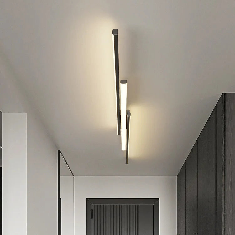Plafonnier Linéaire LED Métal Noir Mat - Salon Cuisine Chambre — Strato