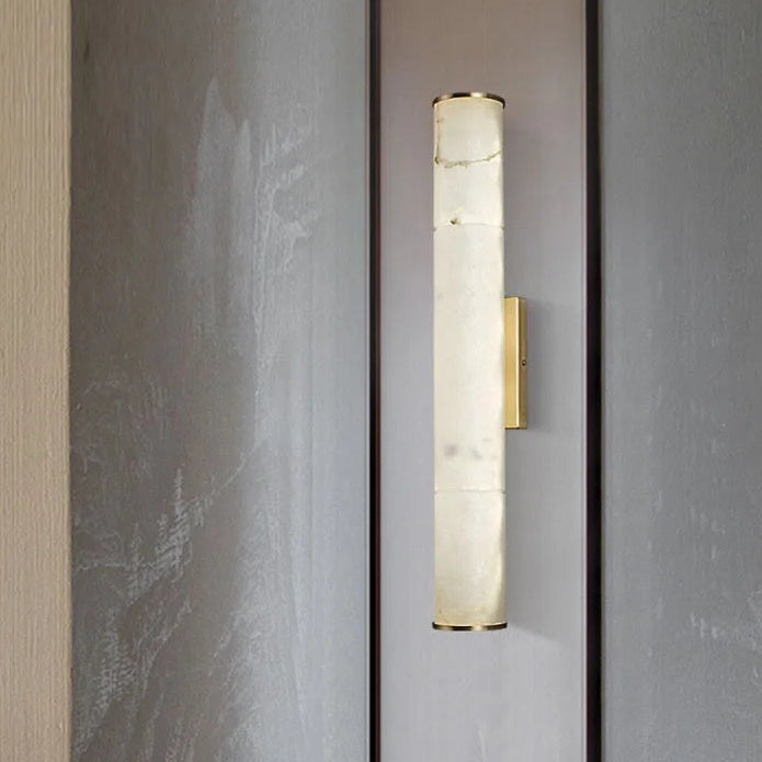 Applique Murale Cylindre Onyx Blanc et Laiton - Chambre Salle de Bain Salon — Altair