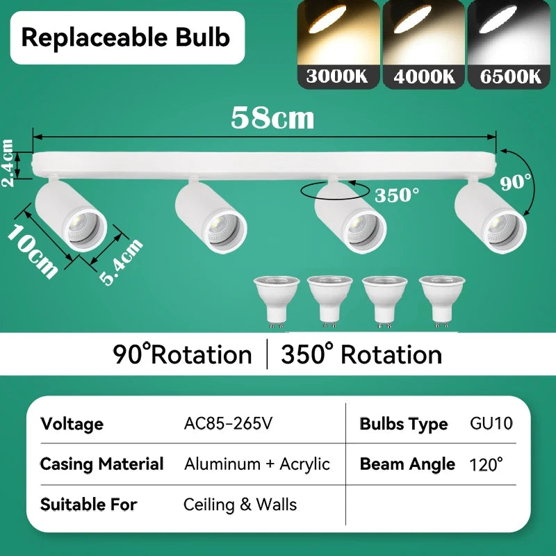 Suspension Rail Cylindres Acier Noir Mat Minimaliste Design - Chambre Salon Cuisine — Réglette