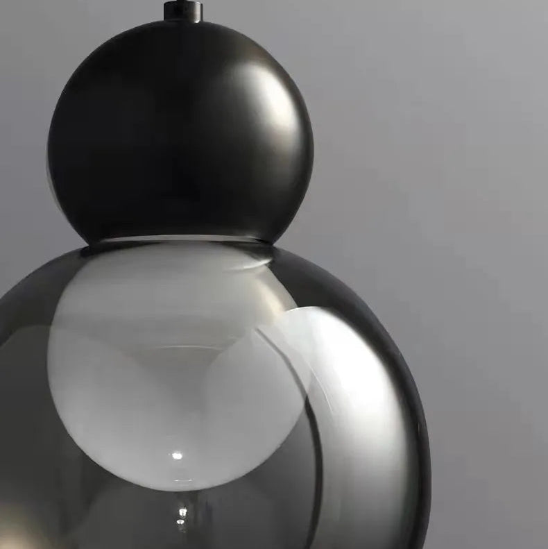 Suspension Cylindre Verre Fumé et Métal Noir - Chambre Salon Cuisine — Denebola