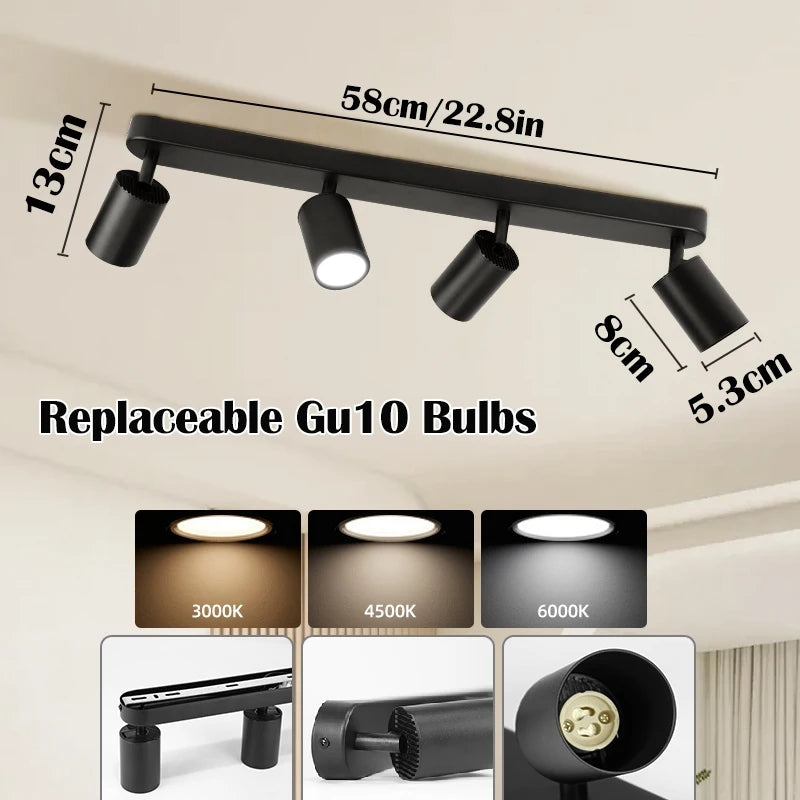Suspension Rail Cylindres Acier Noir Mat Minimaliste Design - Chambre Salon Cuisine — Réglette