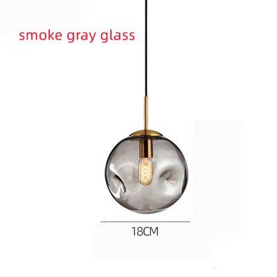 Olea Sphère Verre Soufflé Fumé et Laiton