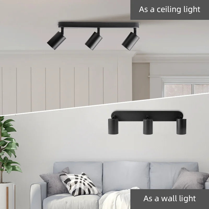 Suspension Rail Cylindres Acier Noir Mat Minimaliste Design - Chambre Salon Cuisine — Réglette