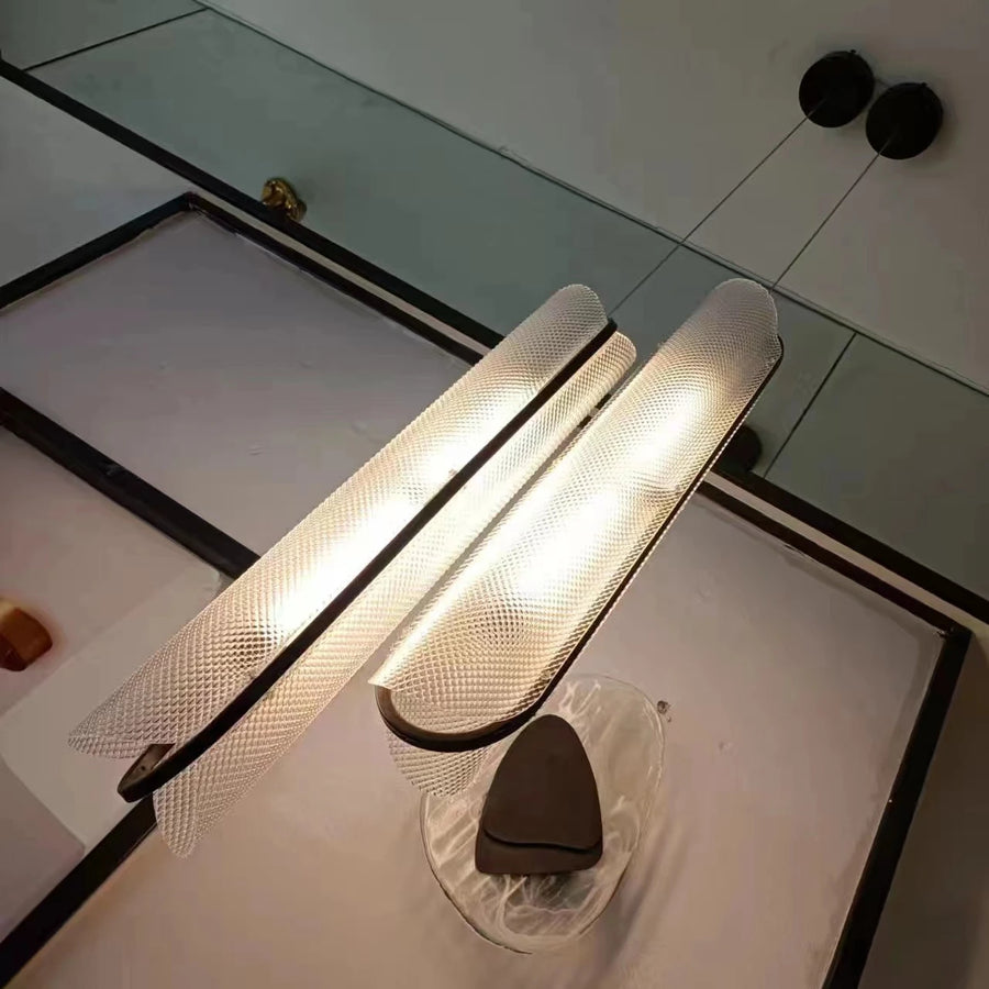 Suspension Cylindre Verre Texturé Transparent Minimaliste Design - Chambre Salon Cuisine — Fuste