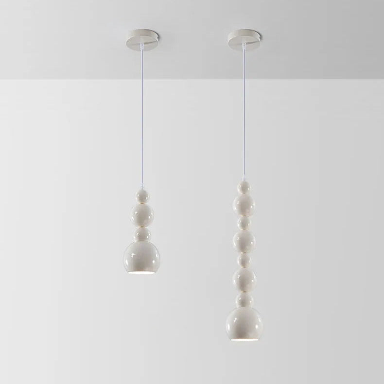 Suspension Pétales Tissu Marron et Boules Opalescentes - Chambre Salon Cuisine — Flore