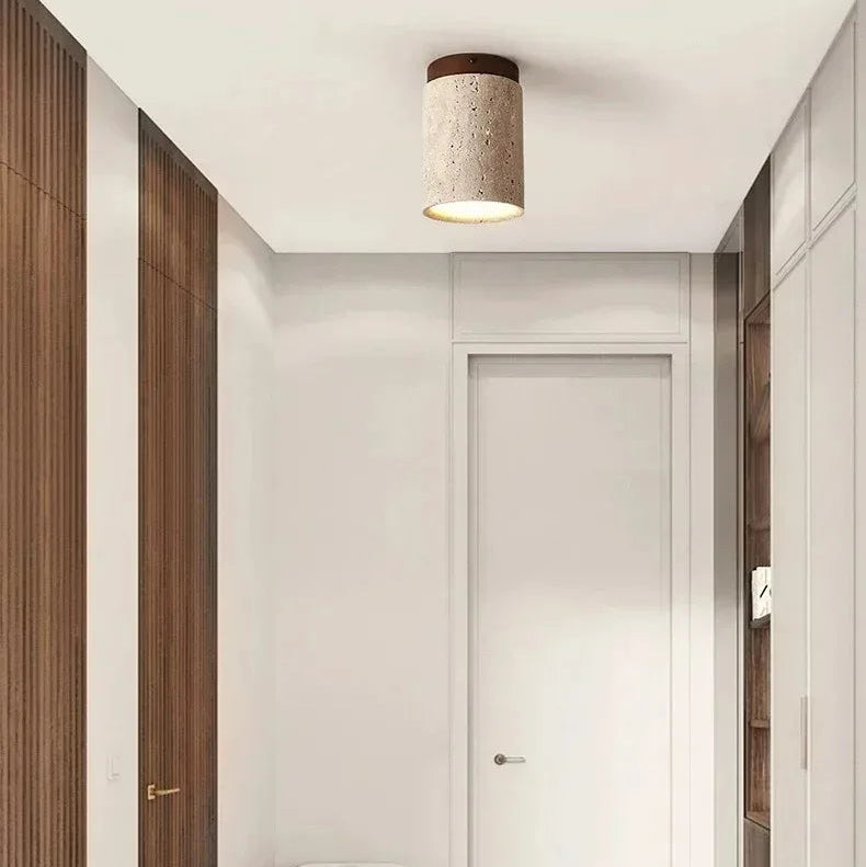 Plafonnier Cylindre Béton Blanc Minimaliste Design Moderne - Salle de Bain Salon Chambre — Thuban