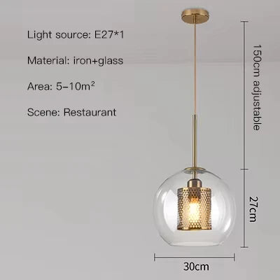 Emmanuel Sphère Verre Transparent et Laiton Doré