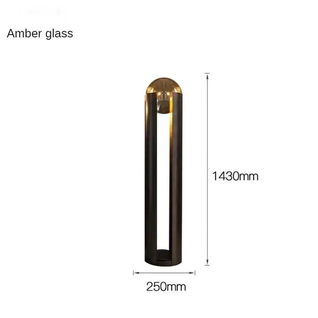 Lampadaire Cylindre Métal Noir et Verre Ambré - Salon Bureau Chambre — Prisme