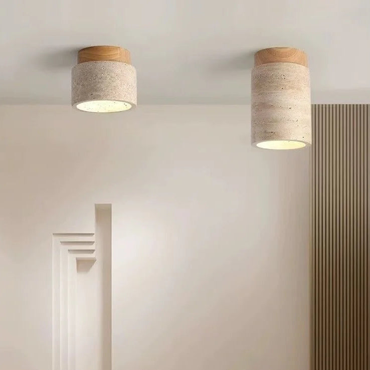 Plafonnier Cylindre Béton Blanc Minimaliste Design Moderne - Salle de Bain Salon Chambre — Thuban