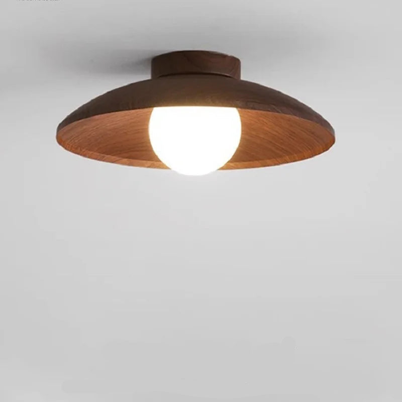 Plafonnier Disque Bois Naturel Minimaliste Design Moderne - Salon Chambre Salle à Manger — Tëlys