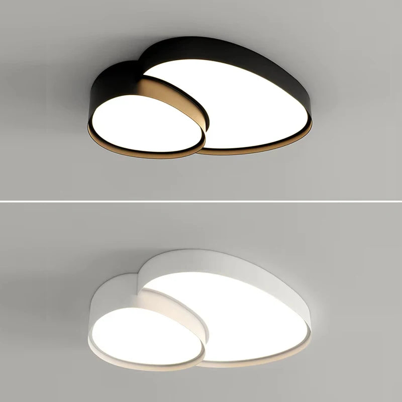 Plafonnier Anneaux Métal Noir et Doré Minimaliste Design Moderne - Salle de Bain Salon Chambre — Circo