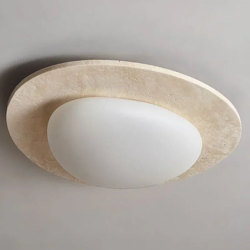 Plafonnier Ovale Verre Opalin Blanc Épuré Design Moderne - Salle de Bain Salon Chambre — Aristide