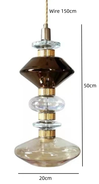 Lidia Cylindres Verre Facetté Ambre et Transparent