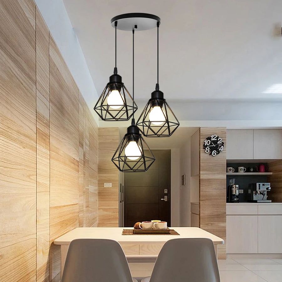 Suspension Abat-Jour Acier Noir et Laiton Industriel - Cuisine Salon Bureau — Puro