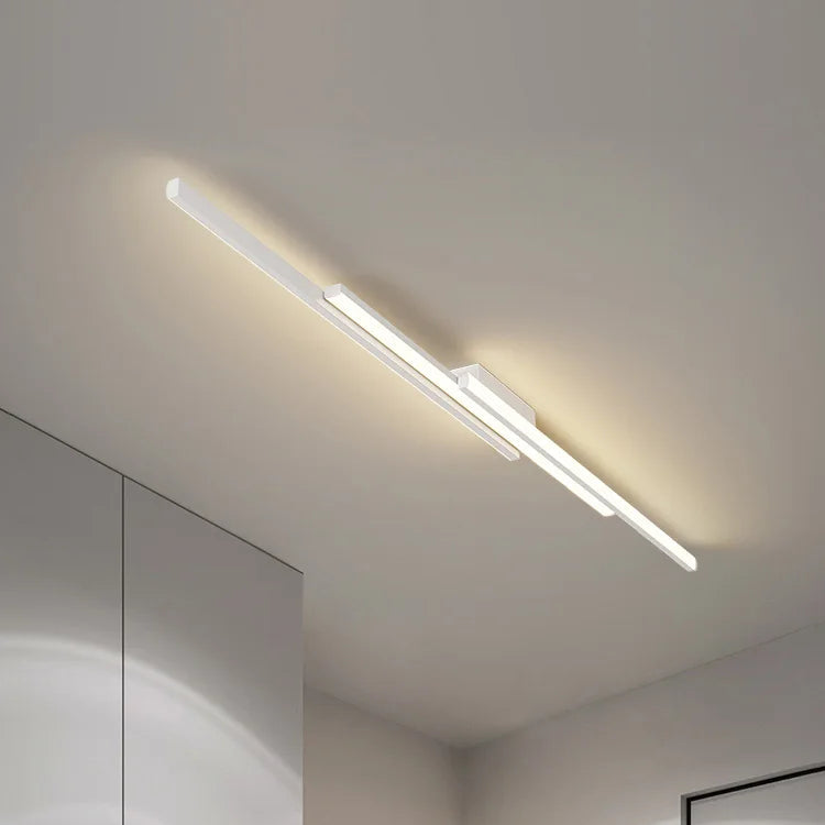 Plafonnier Linéaire LED Métal Noir Mat - Salon Cuisine Chambre — Strato
