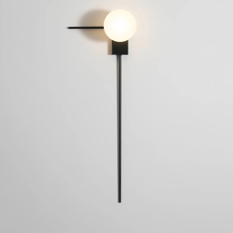 Applique Murale Sphère Verre Opalin Minimaliste Noir Mat Design Moderne - Chambre Salle de Bain Salon — Casimir