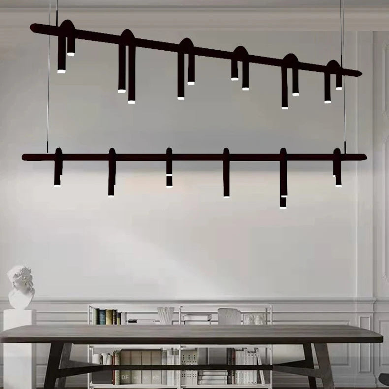 Suspension Cylindre Métal Noir Mat Minimaliste Design - Chambre Salon Cuisine — Pilare