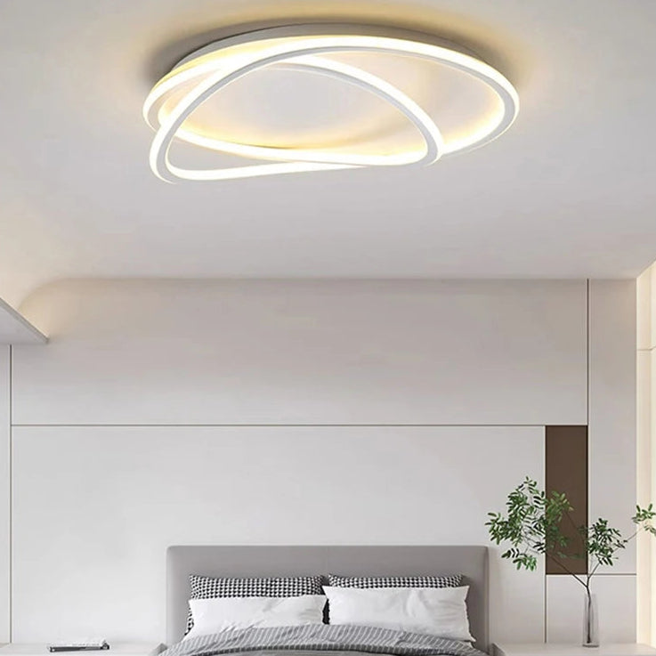 Plafonnier Anneaux Métal Blanc Minimaliste Design Moderne - Salle de Bain Salon Chambre — Maestral