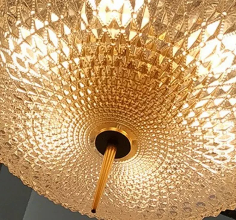 Suspension Sphère Verre Texturé et Laiton Doré Art Déco Boule - Salon Salle à Manger Chambre — Astro