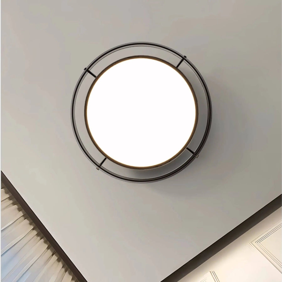 Plafonnier Disque Acier Noir Mat Minimaliste Design Moderne - Salle de Bain Salon Chambre — Kaede