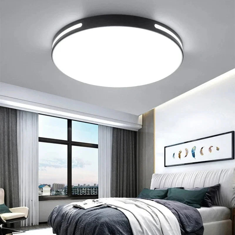 Plafonnier Disque Métal Noir et Blanc Minimaliste Design Moderne - Salle de Bain Salon Chambre — Orbis