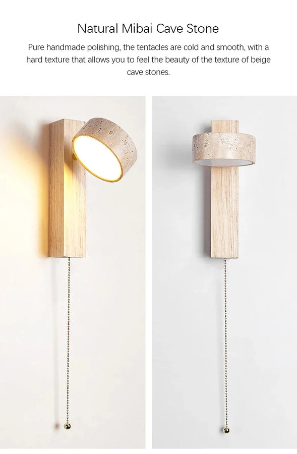 Estrella Cylindre Béton Brut et Bois Naturel