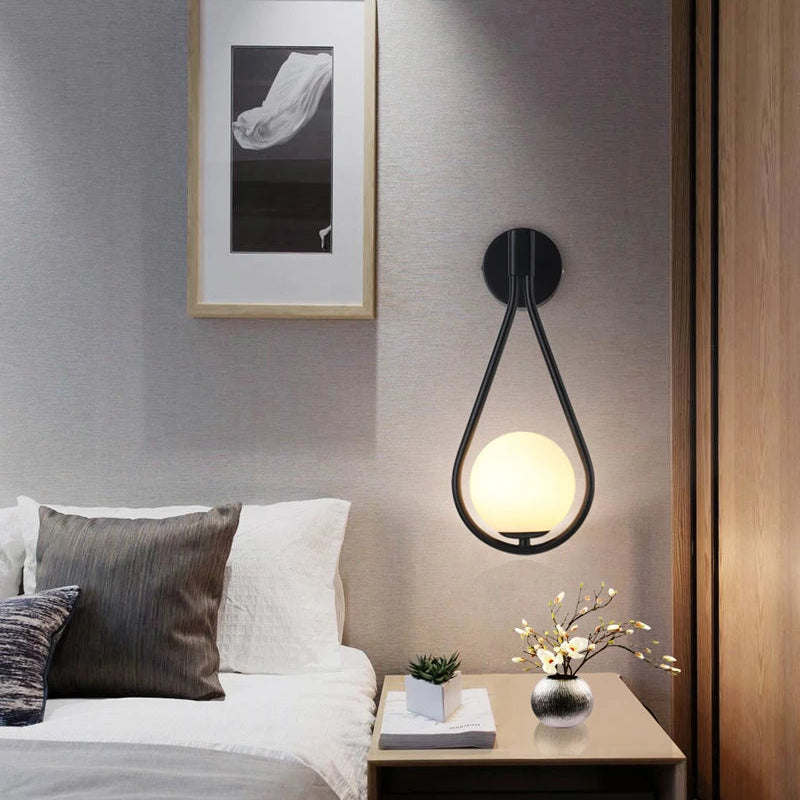 Applique Murale Goutte Métal Noir et Laiton Brillant Noire - Chambre Salon Salle de Bain — Ekua