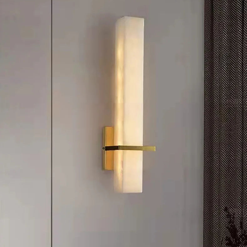 Applique Murale Cylindre Marbre Beige Épuré Design Moderne - Chambre Salle de Bain Salon — Alcyone