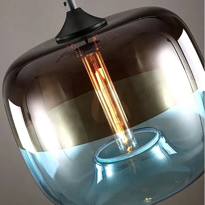 Suspension Cylindre Verre Soufflé Bicolore Élégant - Chambre Salon Cuisine — Jaspe