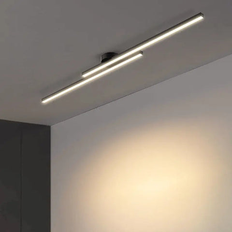 Plafonnier Linéaire Métal Noir Minimaliste Design Moderne - Salle de Bain Salon Chambre — Aase