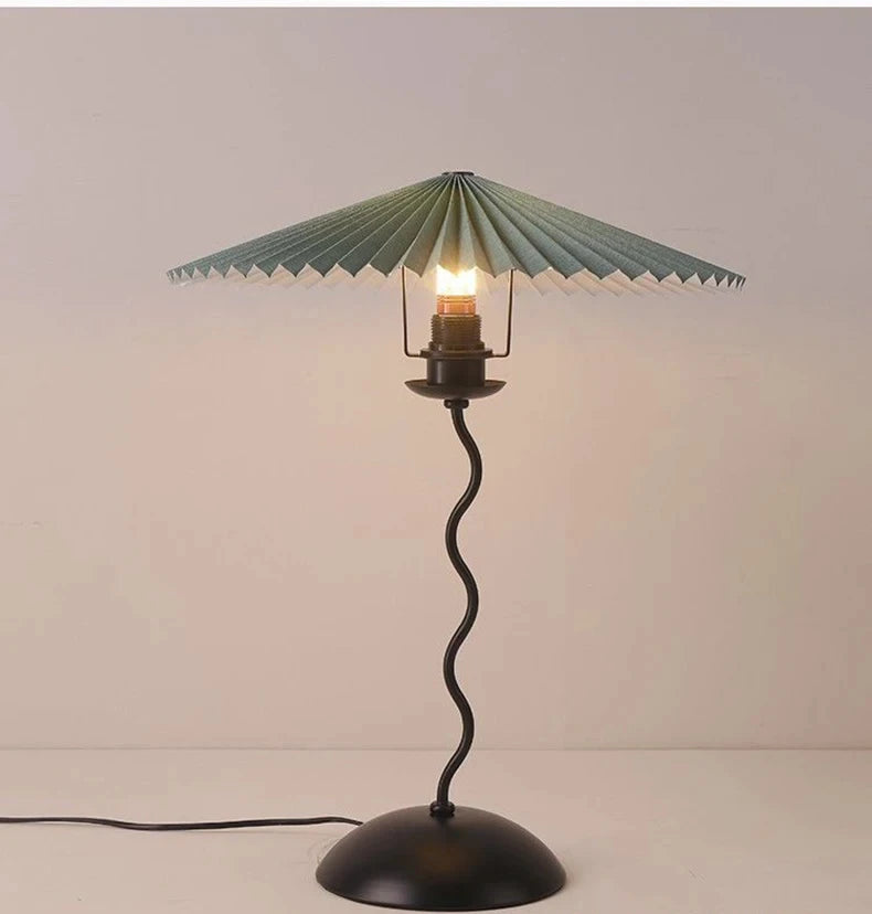 Lampadaire Spirale Métal Noir et Abat-Jour Plissé - Salon Bureau Chambre — Spiro