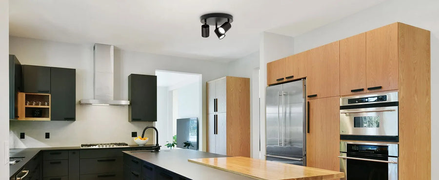 Suspension Rail Cylindres Acier Noir Mat Minimaliste Design - Chambre Salon Cuisine — Réglette