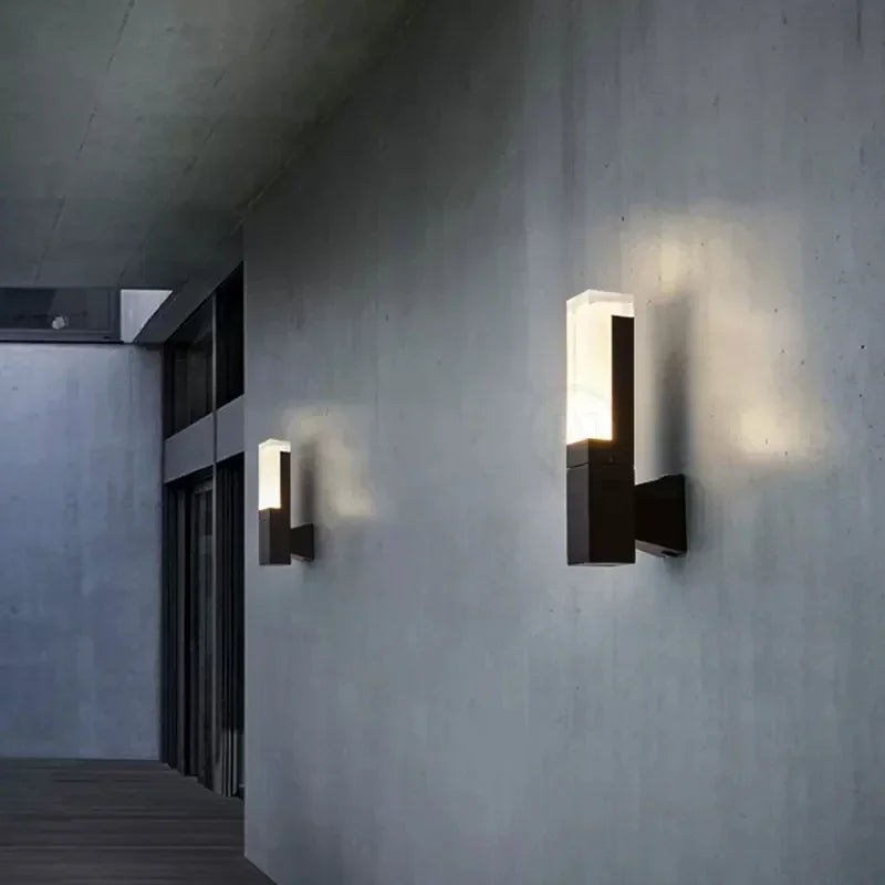 Cylindre Verre Transparent et Métal Noir — Lumio