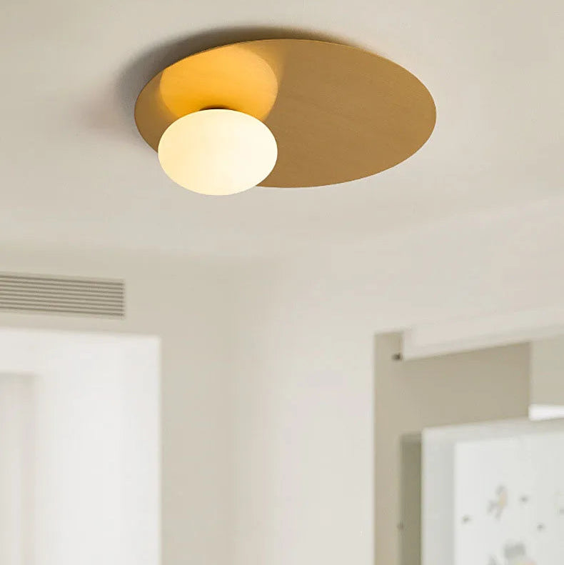 Plafonnier Disque Métal Doré Minimaliste Design Moderne - Salle de Bain Salon Chambre — Plateo