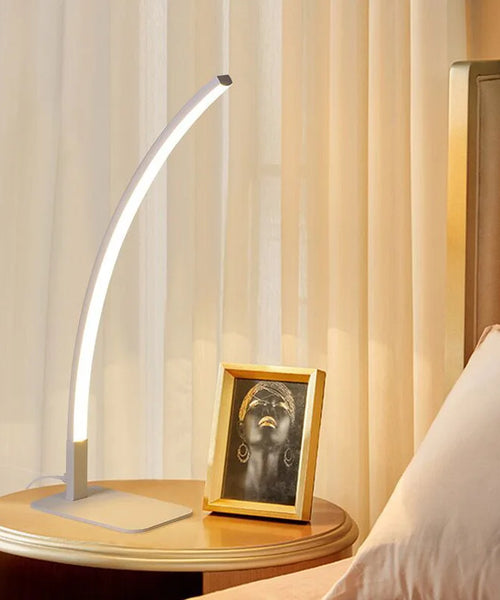 Lampe de Table Arche Aluminium Blanc Minimaliste Design - Chambre Bureau Salon — Arceau