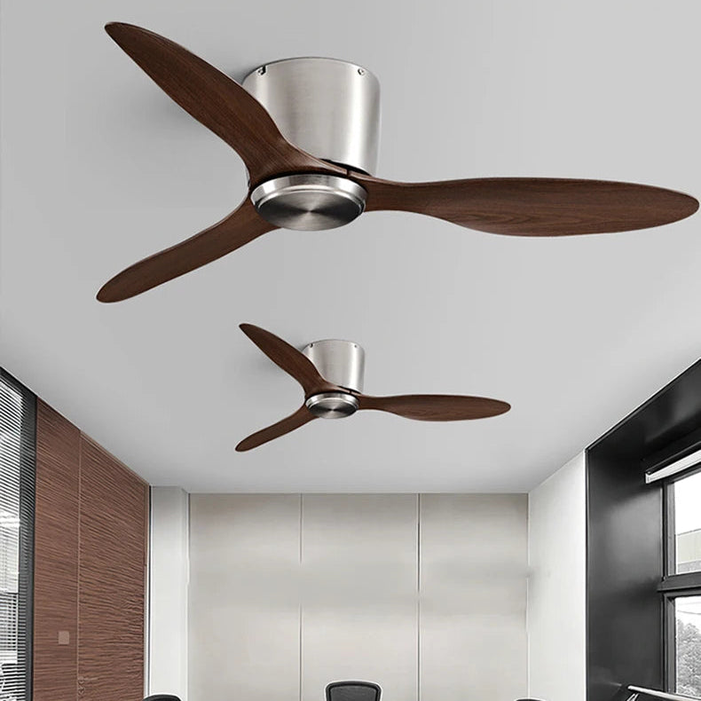 Plafonnier Hélice Bois Noyer et Acier Brossé - Salon Chambre Salle à Manger — Helix