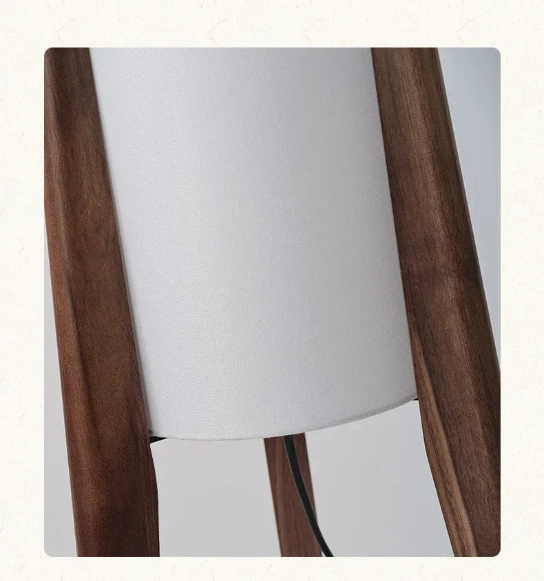 Lampadaire Cylindre Tissu Blanc et Bois Naturel - Salon Bureau Chambre — Canna