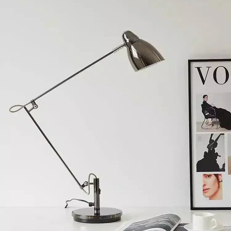 Lampe de Table Bras Articulé Acier Brossé Minimaliste Design - Chambre Bureau Salon — Aura