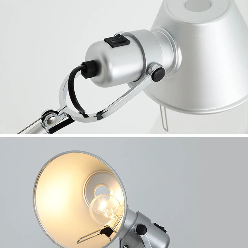 Lampadaire Bras Articulé Acier Chromé Minimaliste Design - Salon Bureau Chambre — Aura