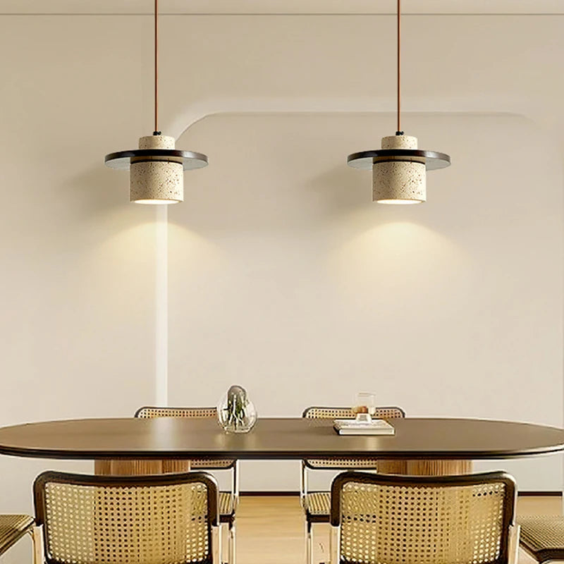 Suspension Cylindre Béton et Métal Marron Minimaliste Design - Chambre Salon Cuisine — Hypatia