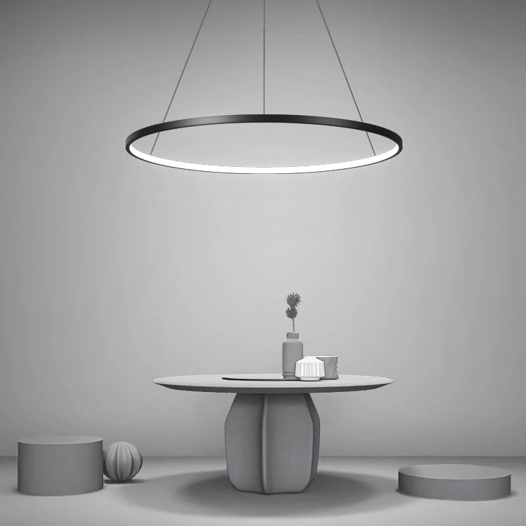 Suspension Anneau Aluminium Blanc Minimaliste Design - Cuisine Salon Salle à Manger — Libeccio