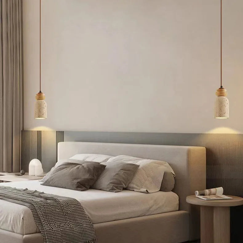 Suspension Cylindre Céramique Beige Minimaliste Design - Chambre Salon Cuisine — Spica