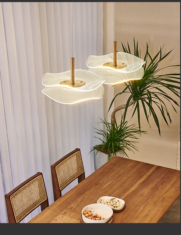 Ayasha Feuille Verre Transparent et Laiton Épuré