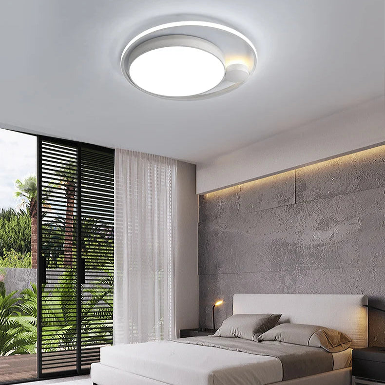Plafonnier Anneau Métal Noir et Blanc Minimaliste Design Moderne - Salle de Bain Salon Chambre — Platino