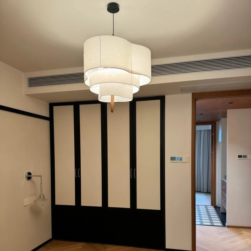 Suspension Anneaux Tissu Crème Minimaliste Design - Chambre Salon Cuisine — Onyx